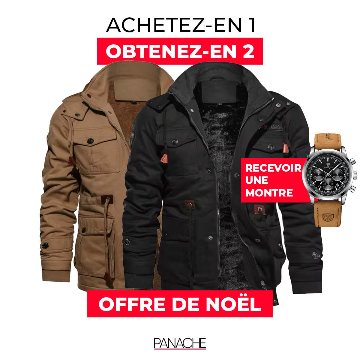 OFFRE DE NOËL - VESTE MILITAIRE EN COTON + MONTRE POEDAGAR 911