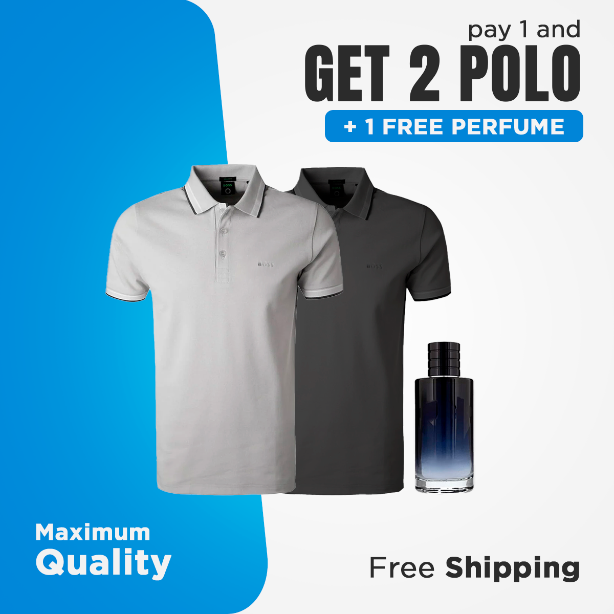 POLO BOSS TSHIRT [PY 1 AND GET 2] + 1 PERFUME