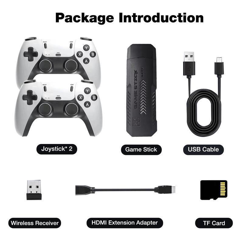 Tenlify - 2025 Newest Retro Game Console Stick with 4K HDMI Games Upgrade Dual 2.4G Wireless Two Controllers