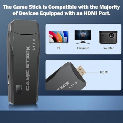 Tenlify - 2025 Newest Retro Game Console Stick with 4K HDMI Games Upgrade Dual 2.4G Wireless Two Controllers